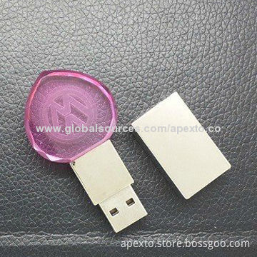 Crystal USB Flash Drive with Password Protection Function, 512MB Up to 32GB, Made of Plastic